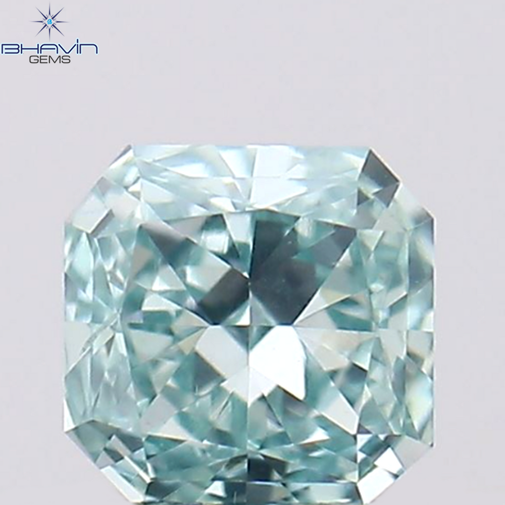 0.19 CT Radiant Shape Natural Diamond Greenish Blue Color VS2 Clarity (3.21 MM)
