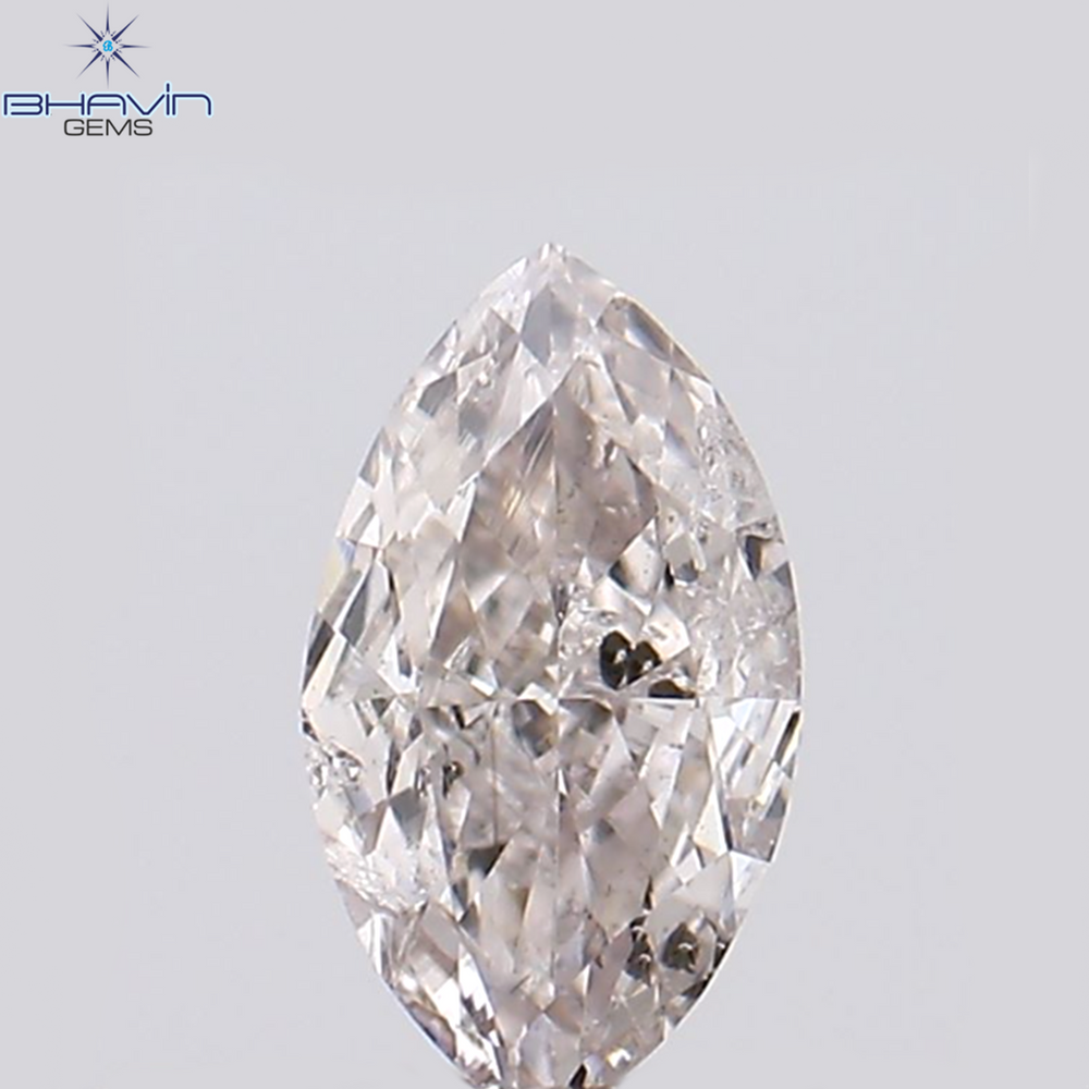 0.22 CT マーキス シェイプ ナチュラル ルース ダイヤモンド ピンク カラー SI2 クラリティ (5.34 MM)