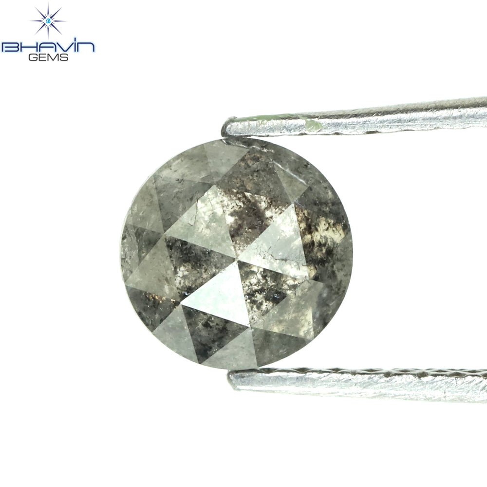 0.88 CT Round Rose Cut Shape Natural Diamond Salt And Pepper Color I3 Clarity (6.10 MM)