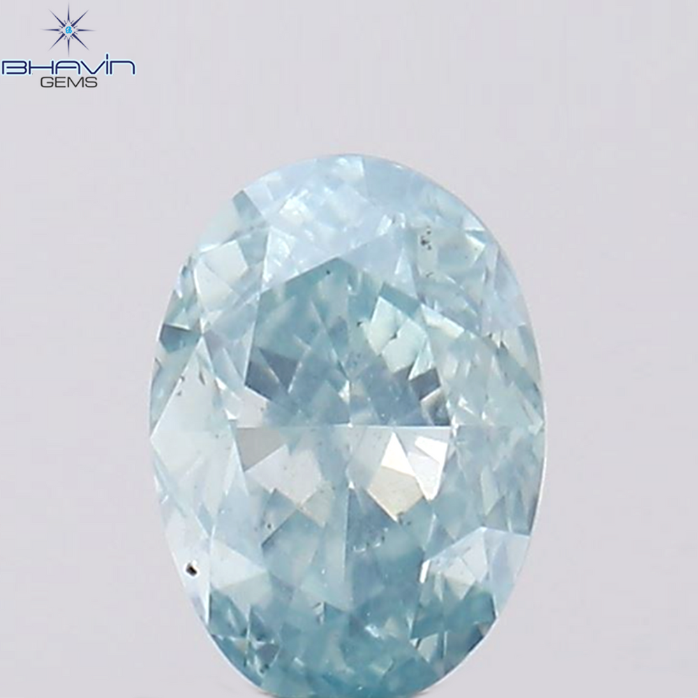 0.29 CT Oval Shape Natural Diamond Greenish Blue Color VS2 Clarity (4.67 MM)
