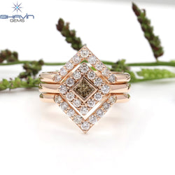 Princess Diamond Natural Diamond Ring Brown Color Gold Ring Engagement Ring