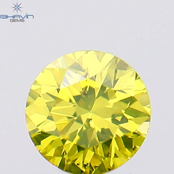 0.12 CT Round Shape Natural Diamond Green Yellow Color SI1 Clarity (3.19 MM)
