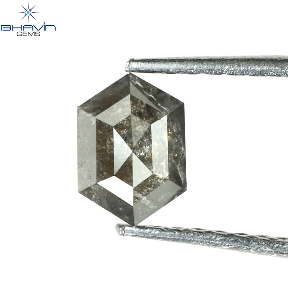 0.64 CT Hexagon Shape Natural Loose Diamond Salt And Pepper Color I3 Clarity (6.48 MM)