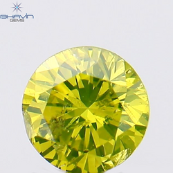 0.14 CT Round Shape Natural Diamond Green Yellow Color SI2 Clarity (3.35 MM)