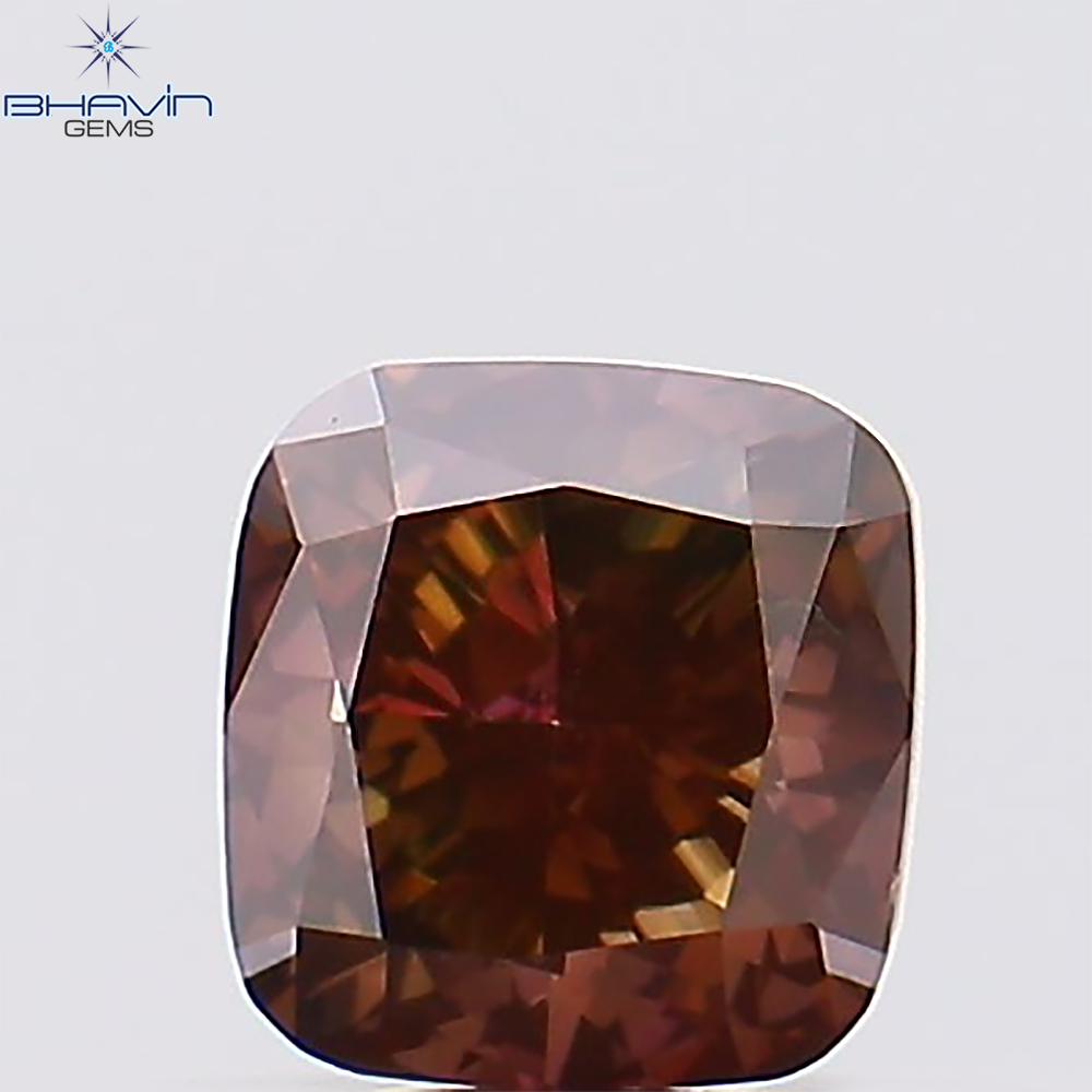 0.37 CT, Cushion Diamond, Brown-Pink Color, Clarity VS1 (3.85 MM)
