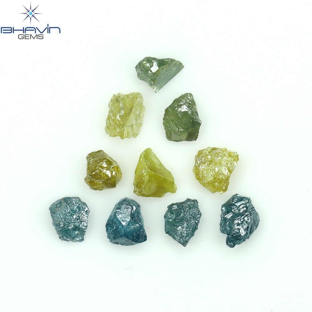 1.02 CT/10 PCS Rough Shape Enhanced Mix Color Natural Diamond I3 Clarity (3.30 MM)