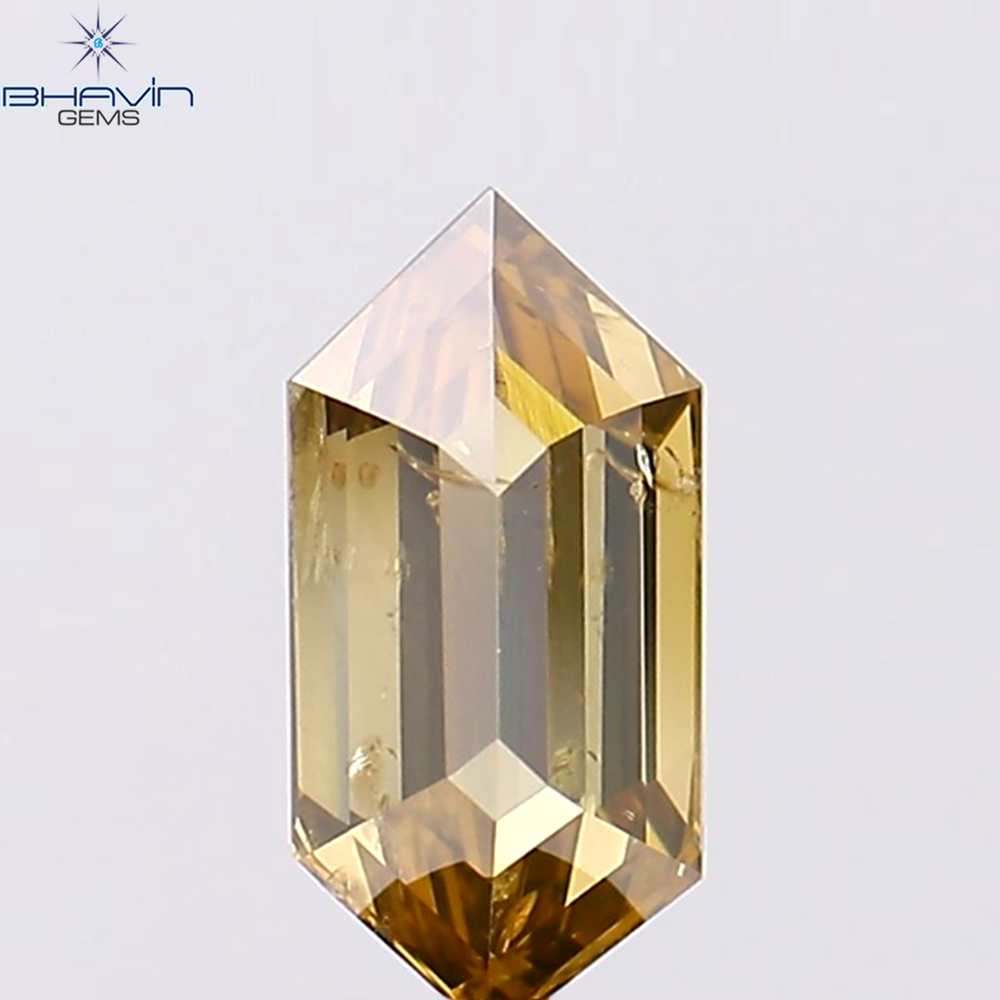 1.58 CT Hexagon Shape Natural Diamond Champagne Color I1 Clarity (10.80 MM)