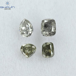 0.48 CT/4 PCS Mix Shape Natural Diamond Salt And Pepper Color I3 Clarity (3.31 MM)