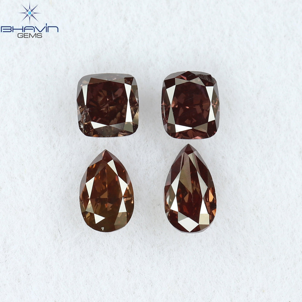 0.54 CT/4 Pcs Mix Shape Natural Diamond Pink Color SI1 Clarity (4.42 MM)