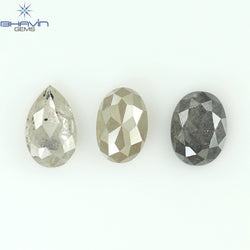 1.26 CT/3 PCS Oval Pear Shape Natural Diamond Salt And pepper Color I3 Clarity (5.32 MM)