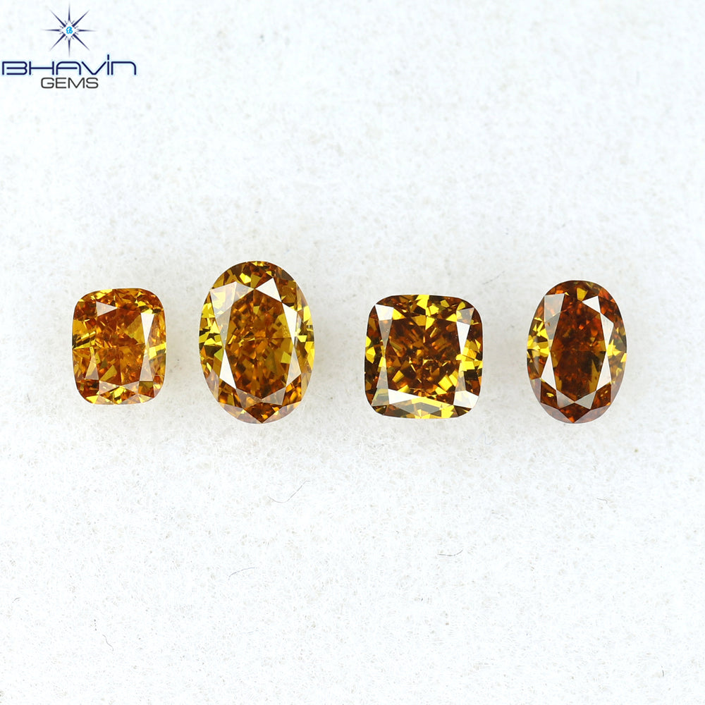 0.48 CT/4 PCS Mix Diamond Natural diamond Orange Diamond VS1 Clarity (3.82 MM)