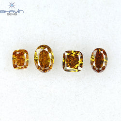 0.48 CT/4 PCS Mix Diamond Natural diamond Orange Diamond VS1 Clarity (3.82 MM)