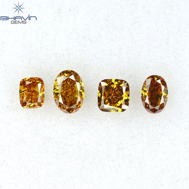 0.48 CT/4 PCS Mix Diamond Natural diamond Orange Diamond VS1 Clarity (3.82 MM)