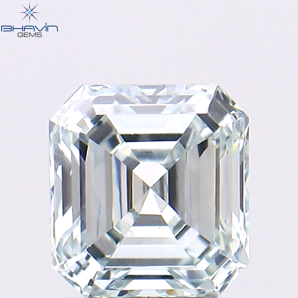 0.33 CT Asscher Shape Natural Diamond Greenish Blue Color VS1 Clarity (4.06 MM)
