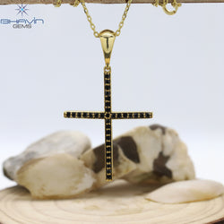 Diamond Pendant, Round Diamond, Black Diamond, Yellow Gold Pendant, Bridal Necklace, Pendant