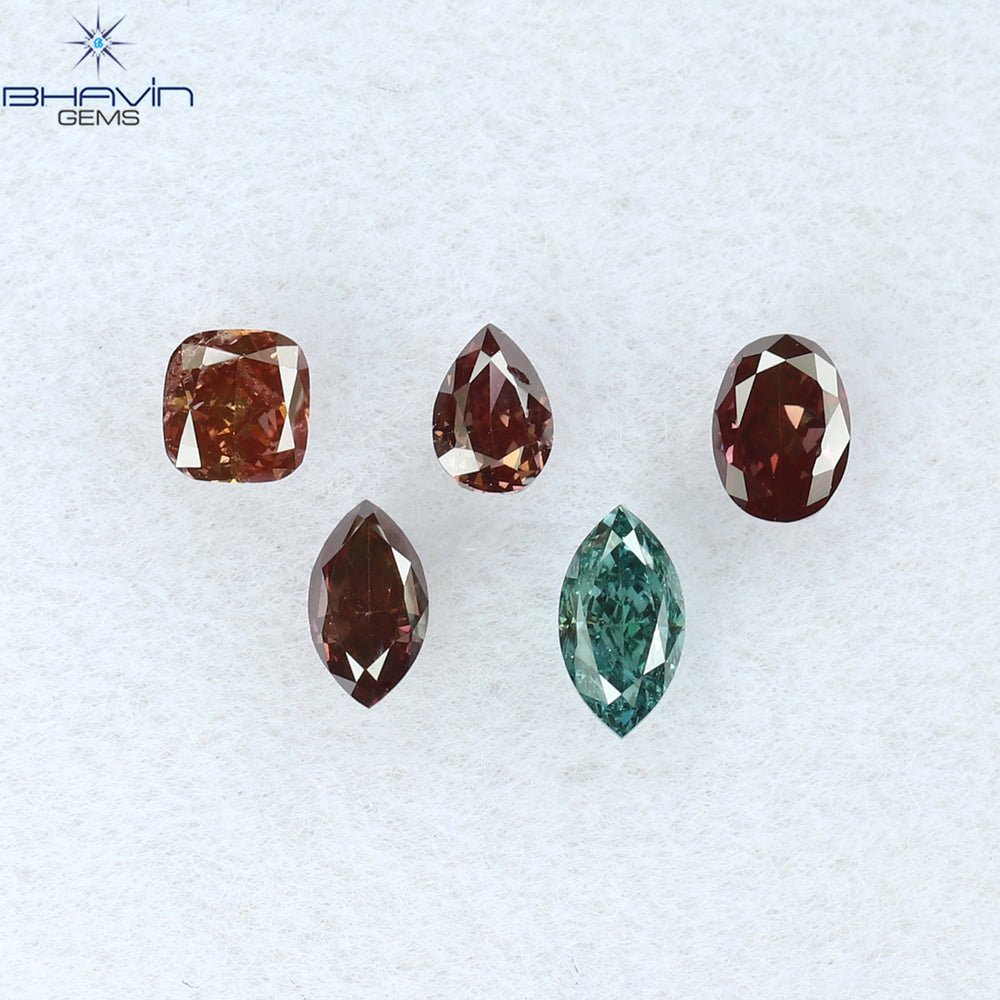 0.47 CT/5 Pcs Mix Shape Natural Diamond Pink Color SI Clarity (3.00 MM)
