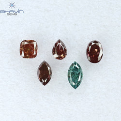 0.47 CT/5 Pcs Mix Shape Natural Diamond Pink Color SI Clarity (3.00 MM)