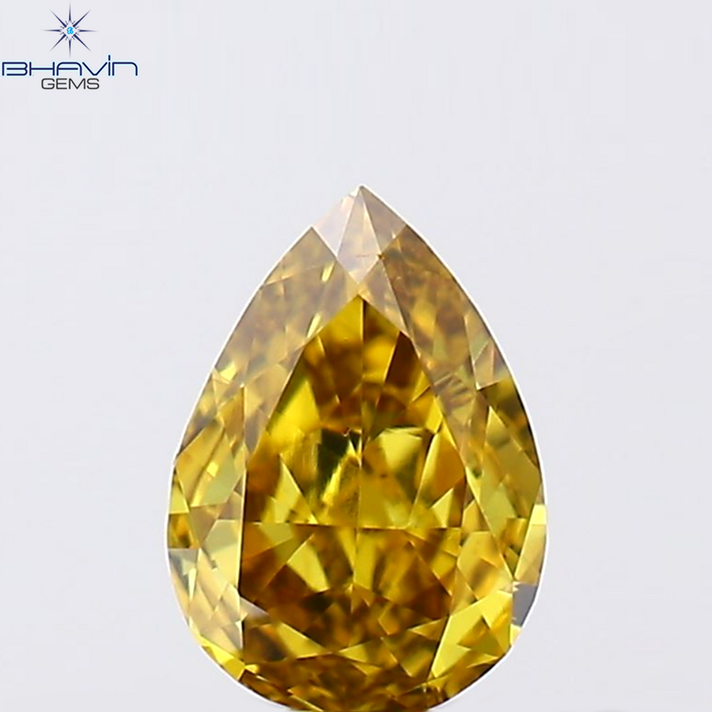 0.24 CT Pear Shape Natural Diamond Orange Color VS1 Clarity (4.83 MM)