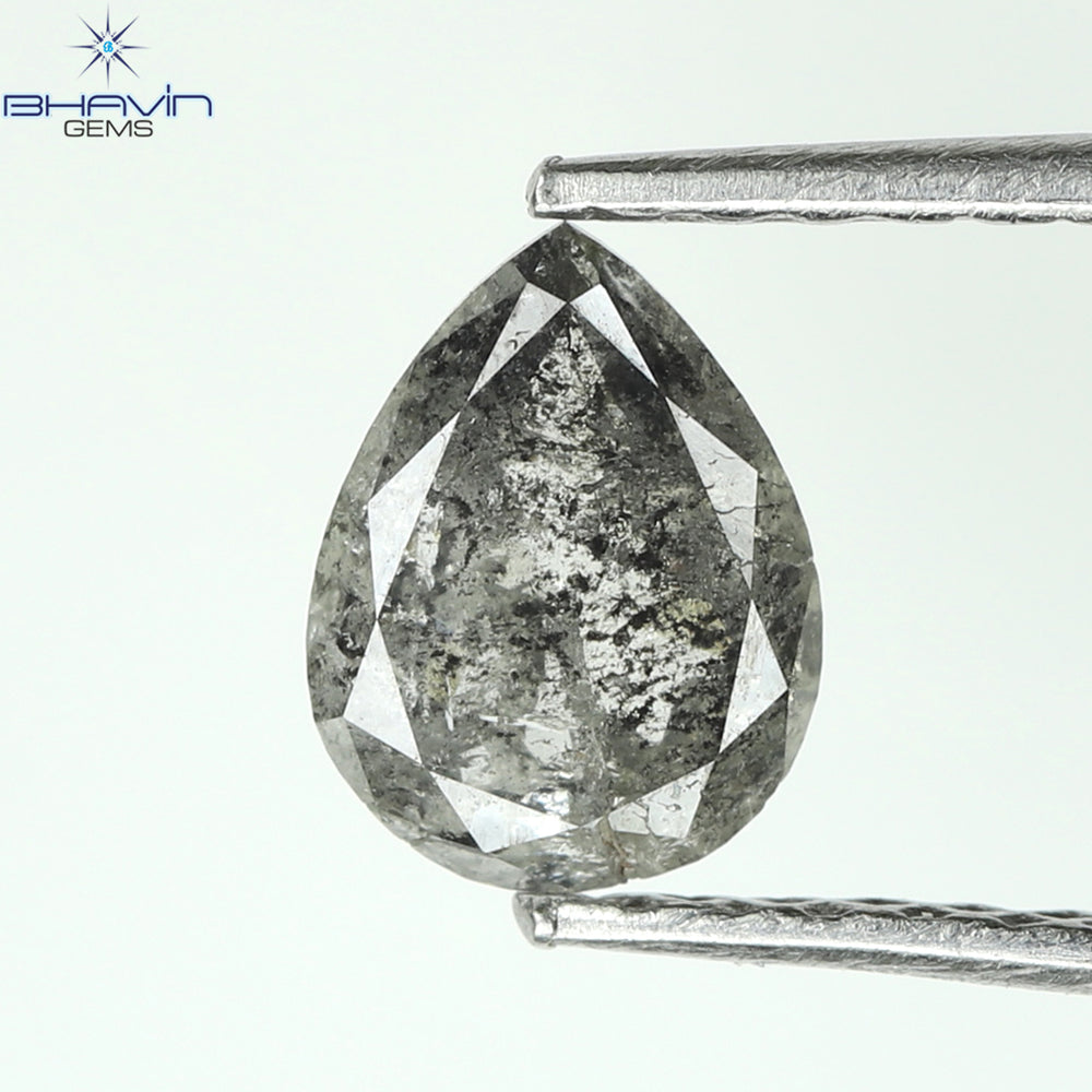 0.57 CT Pear Shape Natural Loose Diamond Salt And Pepper Color I3 Clarity (6.42 MM)