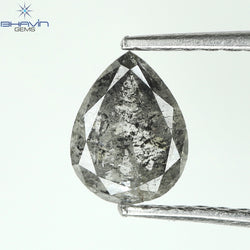 0.57 CT Pear Shape Natural Loose Diamond Salt And Pepper Color I3 Clarity (6.42 MM)