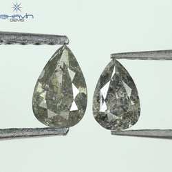0.42 CT/2 Pcs Pear Shape Natural Loose Diamond Salt And Pepper Color I3 Clarity (5.26 MM)