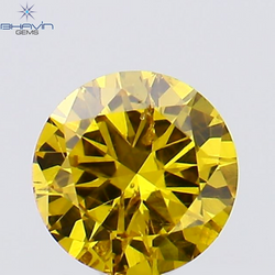 0.18 CT Round Shape Natural Diamond Vivid Yellow (Canary) Color SI1 Clarity (3.58 MM)