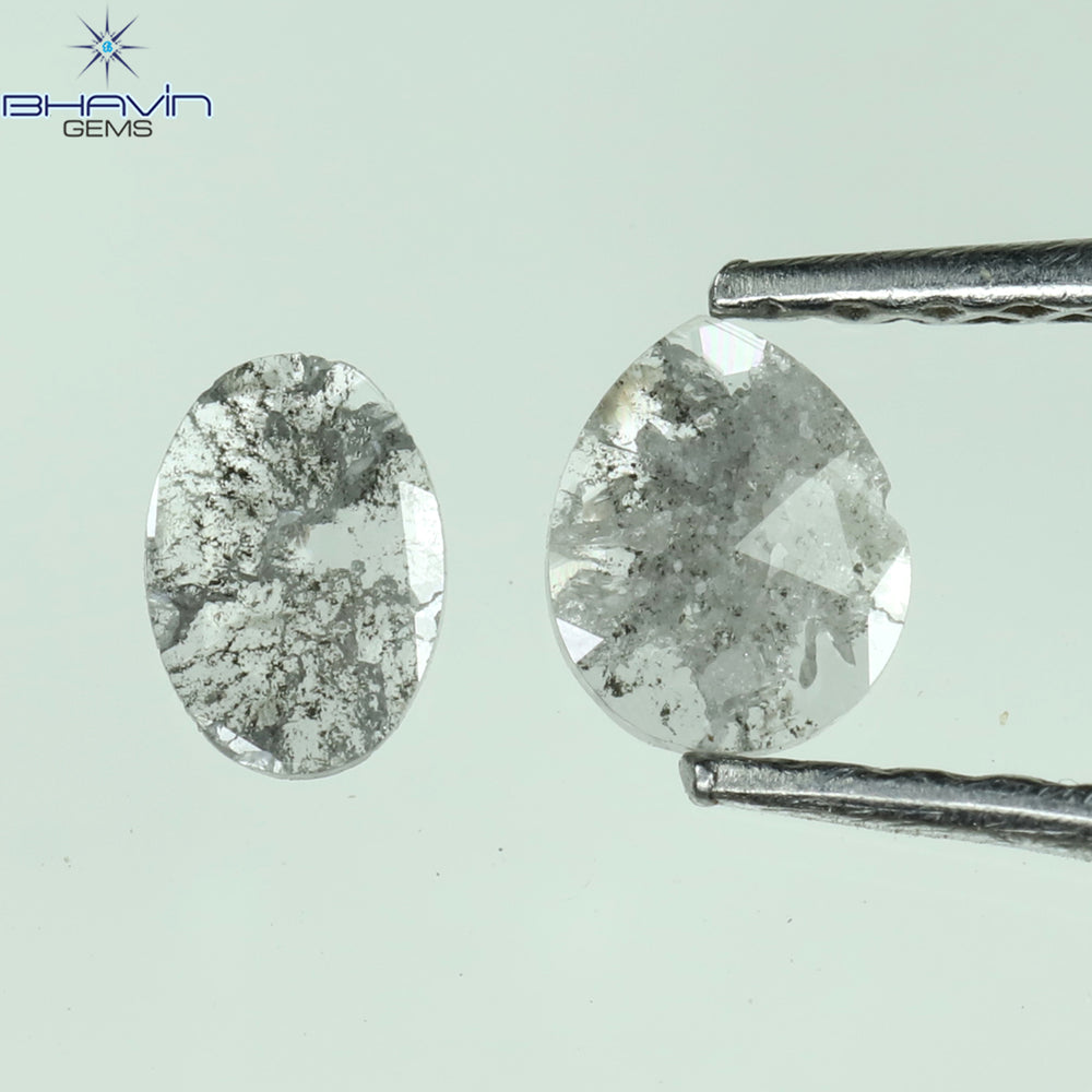 0.19 CT/2 Pcs Mix Slice Shape Natural Diamond Salt And Pepper Color I3 Clarity (4.58 MM)