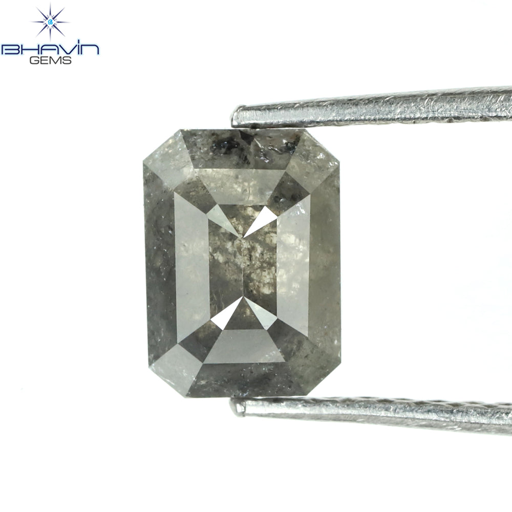 1.00 CT アッシャー シェイプ ナチュラル ダイヤモンド ソルト アンド ペッパー カラー I3 クラリティ (5.72 MM)