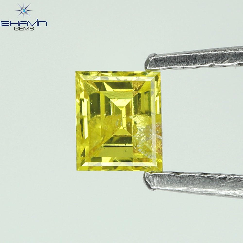 0.15 CT Square Cut Natural Diamond Enhanced Yellow Color SI2 Clarity (2.86 MM)