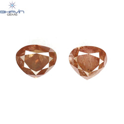 0.51 CT/2 Pcs Heart Shape Natural Loose Diamond Pink Color I2 Clarity (4.22 MM)