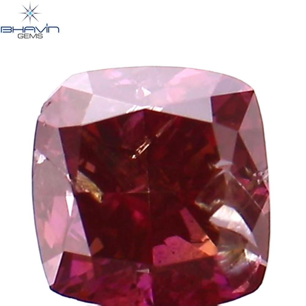 0.33 CT クッション シェイプ ナチュラル ルース ダイヤモンド エンハンスト ピンク カラー SI2 クラリティ (3.96 MM)