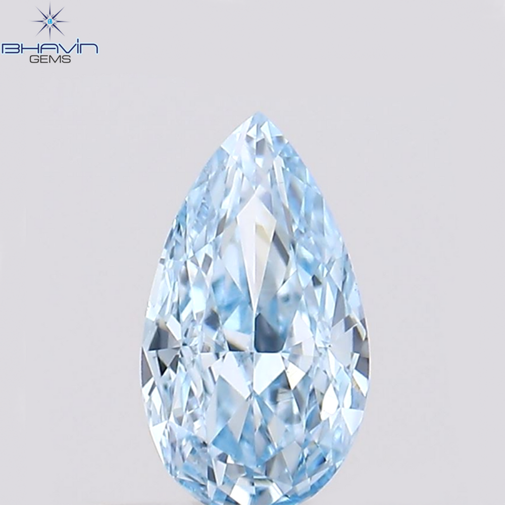 0.28 CT Pear Shape Natural Diamond Greenish Blue Color VS1 Clarity (5.79 MM)