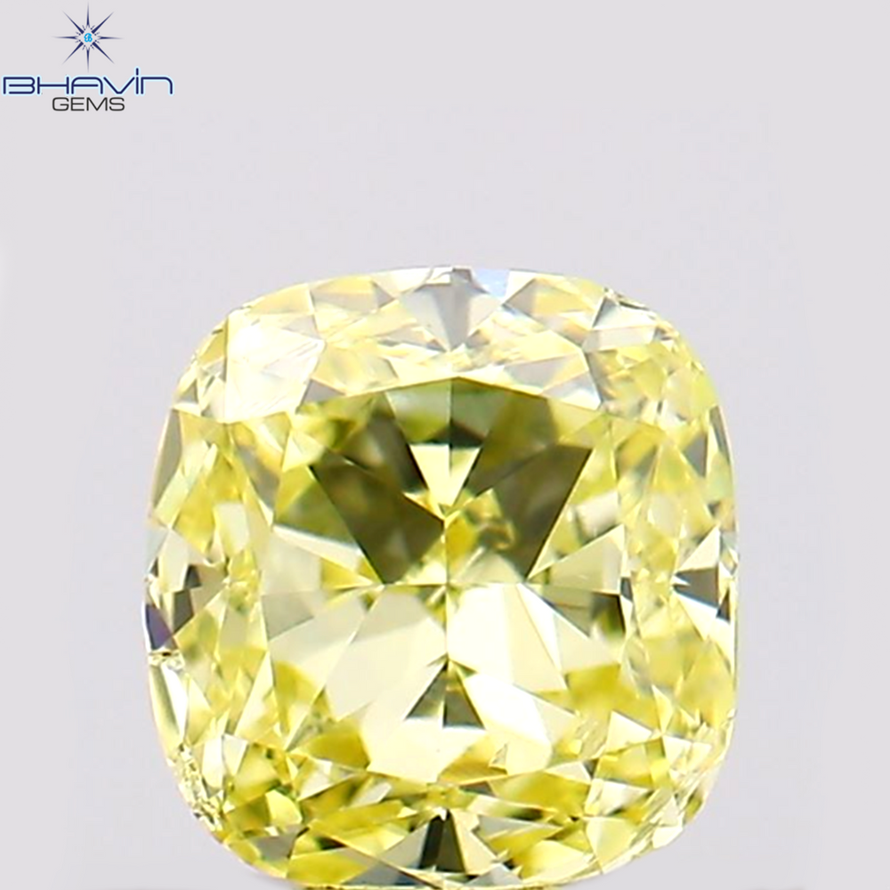0.31 CT Cushion Shape Natural Diamond Yellow Color VS2 Clarity (3.90 MM)