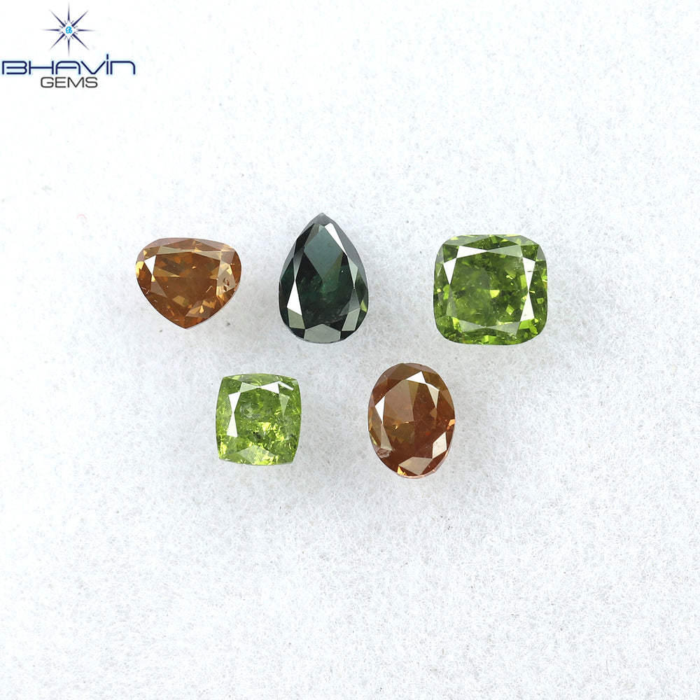 0.64 CT/5 Pcs Mix Shape Natural Diamond Mix Color I1 Clarity (3.33 MM)