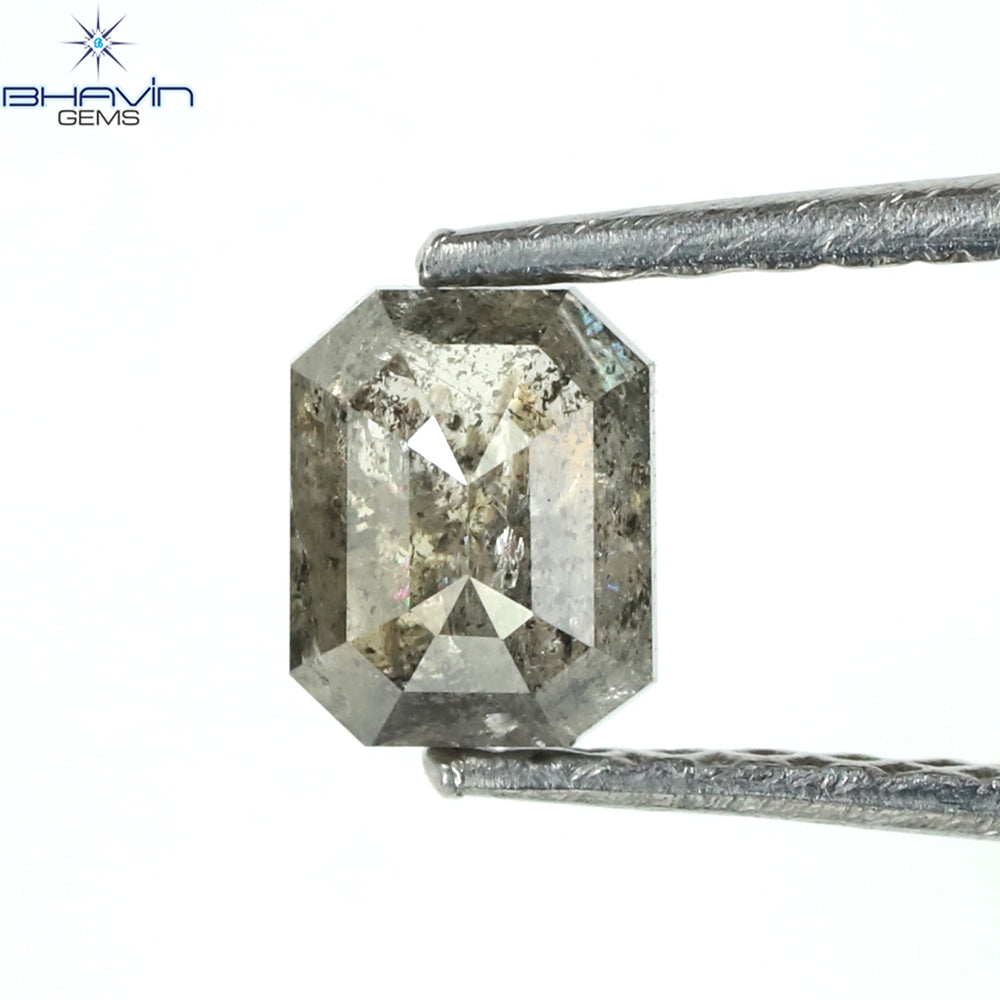 1.00 CT アッシャー シェイプ ナチュラル ダイヤモンド ソルト アンド ペッパー カラー I3 クラリティ (5.72 MM)