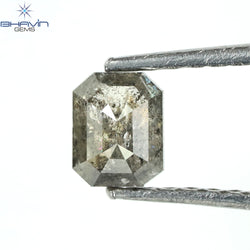 1.00 CT アッシャー シェイプ ナチュラル ダイヤモンド ソルト アンド ペッパー カラー I3 クラリティ (5.72 MM)