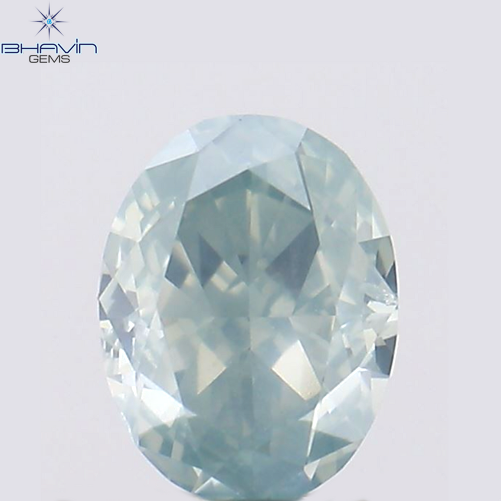 0.40 CT Oval Shape Natural Diamond Greenish Blue Color VS2 Clarity (4.92 MM)