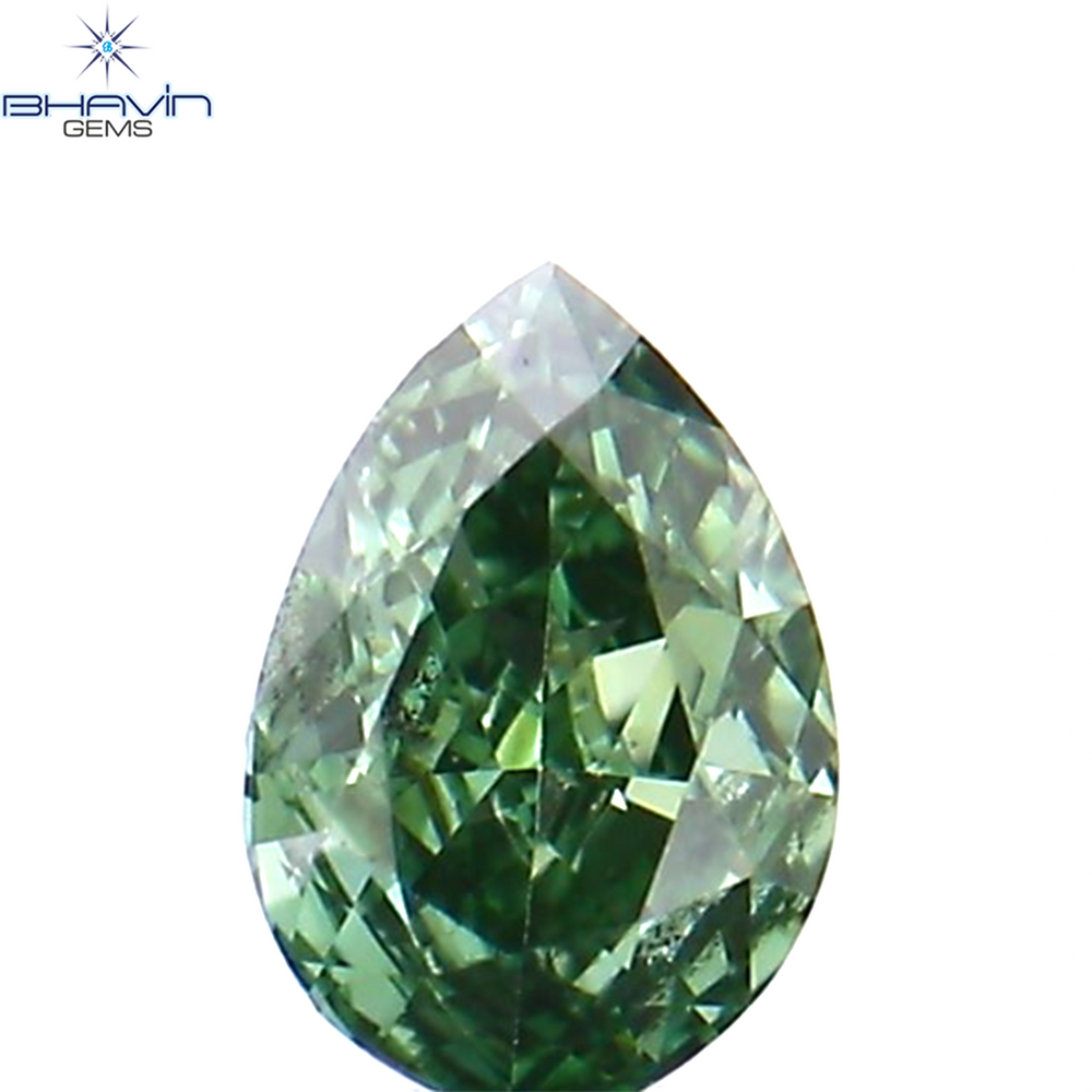 0.10 CT Pear Shape Natural Diamond Green Color VS2 Clarity (3.62 MM)