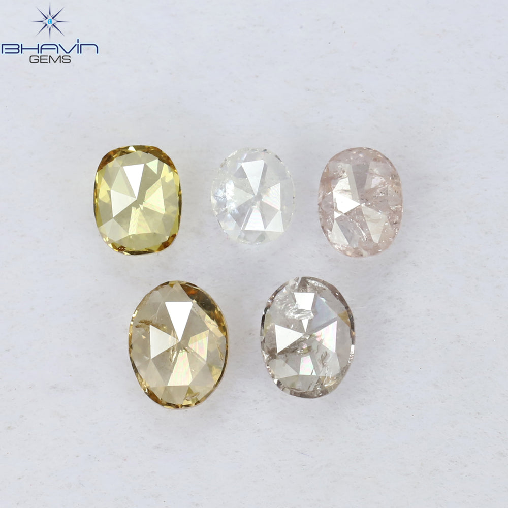 0.50 CT/5 Pcs Oval Shape Natural Diamond Mix Color SI2 Clarity (4.00 MM)