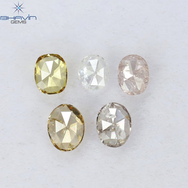 0.50 CT/5 Pcs Oval Shape Natural Diamond Mix Color SI2 Clarity (4.00 MM)