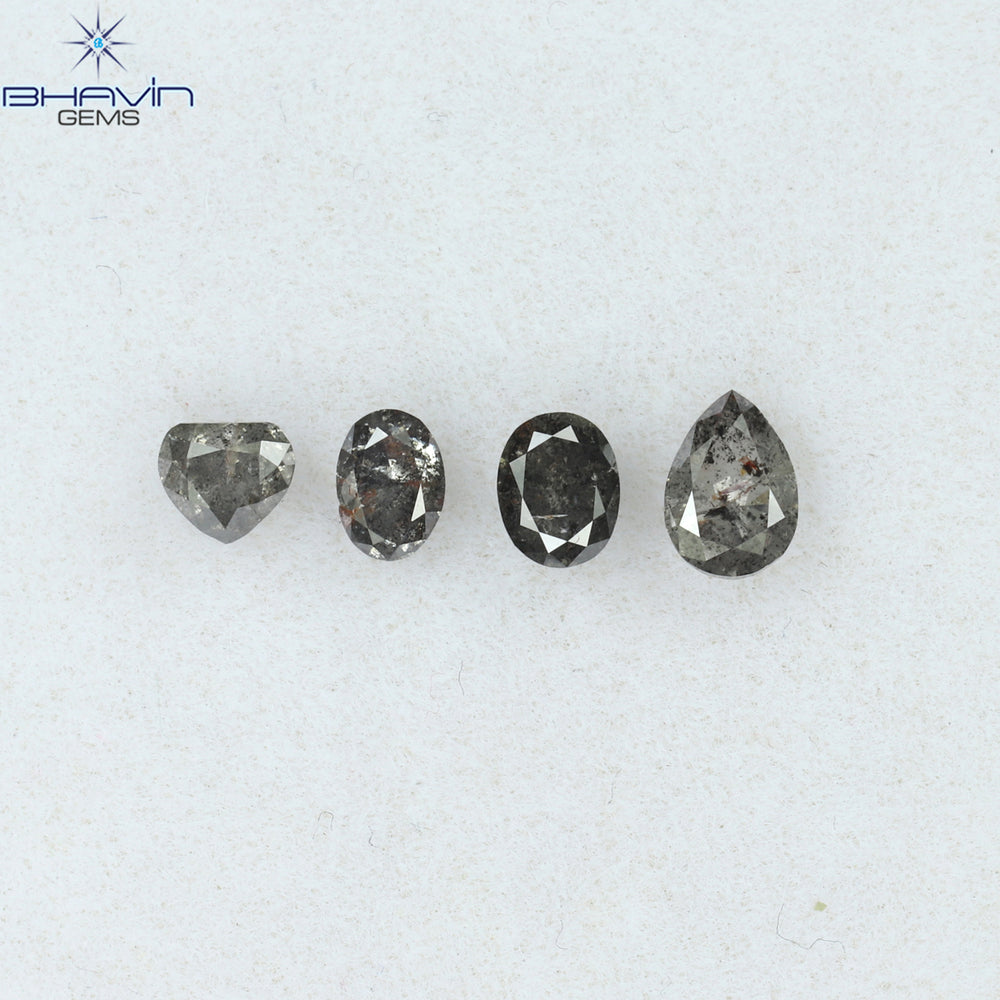 0.86 CT/4 PCS Mix Shape Natural Diamond Salt And Pepper Color I3 Clarity (4.86 MM)