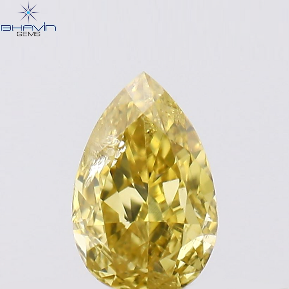 0.20 CT Pear Shape Natural Diamond Orange Color SI1 Clarity (4.66 MM)