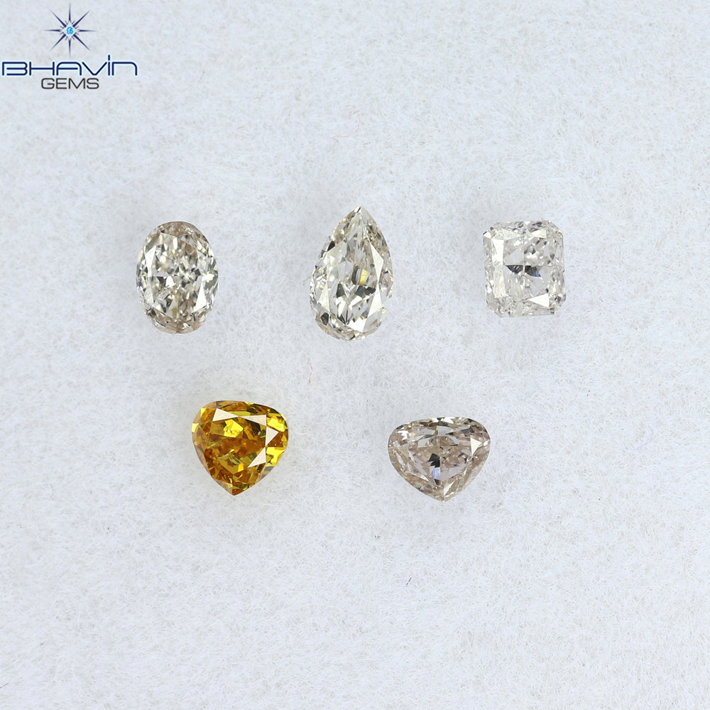 0.34 CT/5 Pcs Mix Shape Natural Diamond Pink Color SI1 Clarity (3.18 MM)