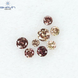 0.09 CT/8 ピース ラウンド シェイプ ナチュラル ルース ダイヤモンド ピンク カラー SI クラリティ (1.50 MM)
