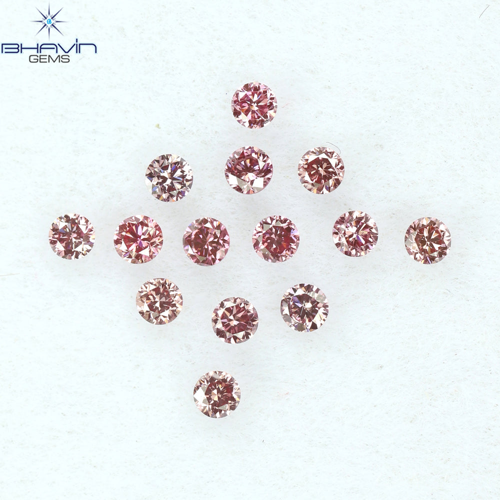 0.30 CT/14 PCS Round Diamond Vivid Pink Color Natural Diamond VS Clarity (1.70 MM)