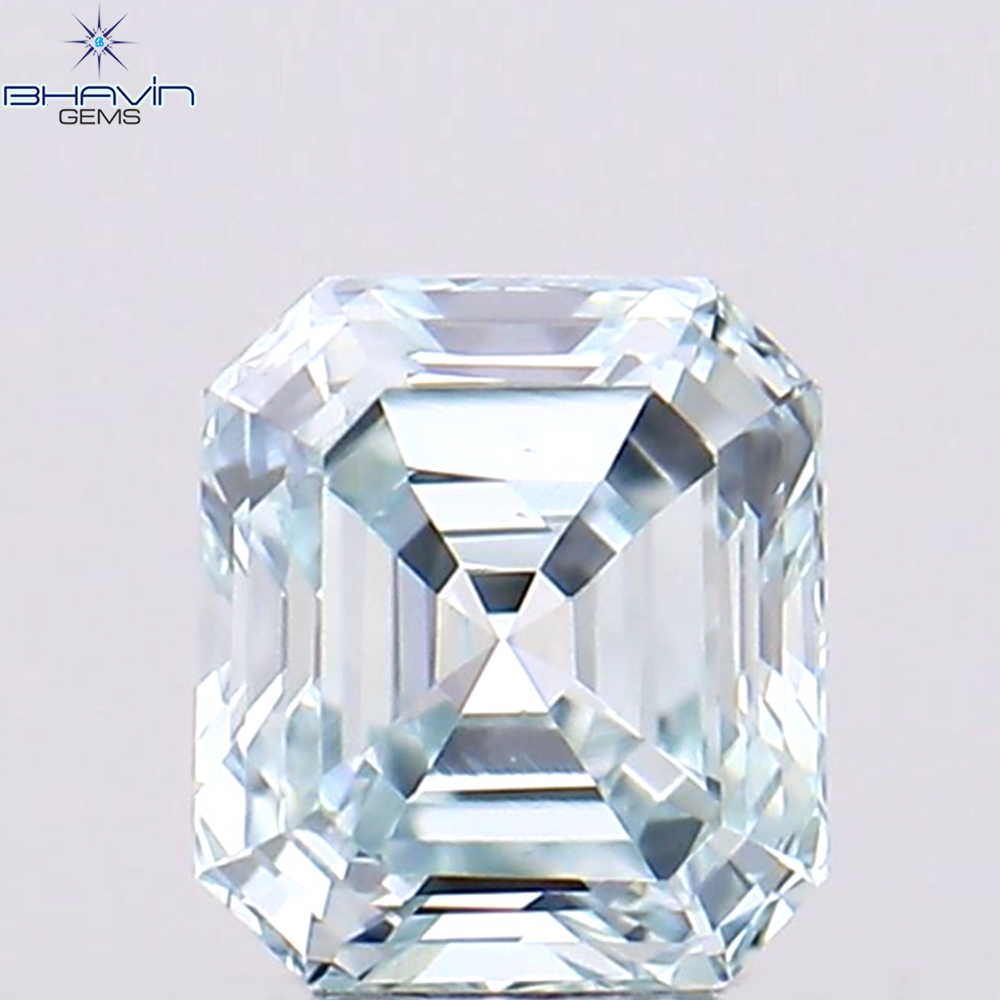 0.23 CT Asscher Shape Natural Diamond Greenish Blue Color VS1 Clarity (3.68 MM)