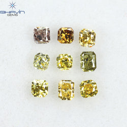0.81 CT/9 Pcs Radiant Shape Natural Diamond Mix Color VS2 Clarity (2.93 MM)