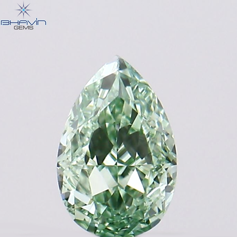 0.15 CT Pear Shape Natural Diamond Bluish Green Color VS1 Clarity (4.02 MM)