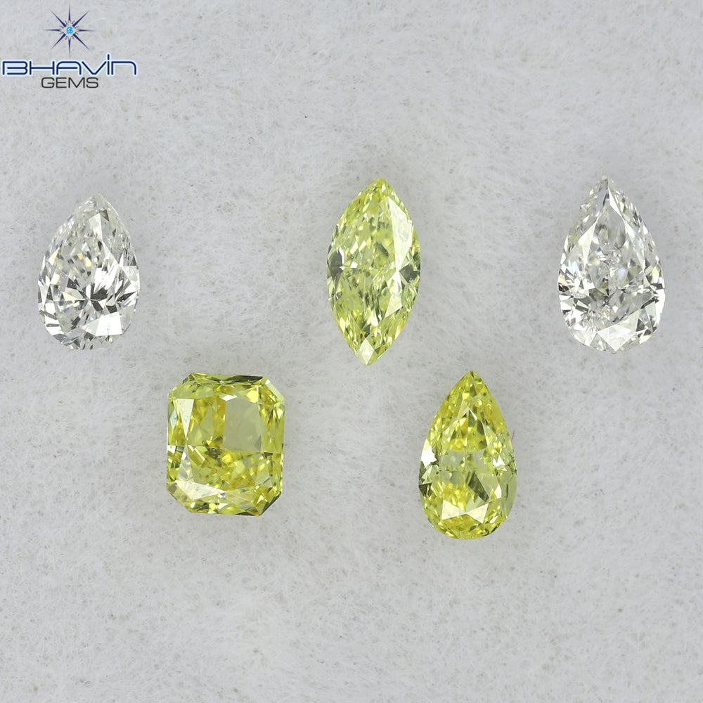 0.40 CT/5 Pcs Mix Shape Natural Diamond Pink-Yellow Color VS-SI Clarity (4.05 MM)