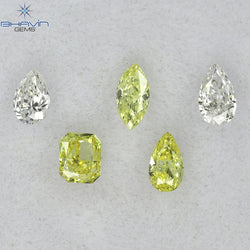 0.40 CT/5 Pcs Mix Shape Natural Diamond Pink-Yellow Color VS-SI Clarity (4.05 MM)